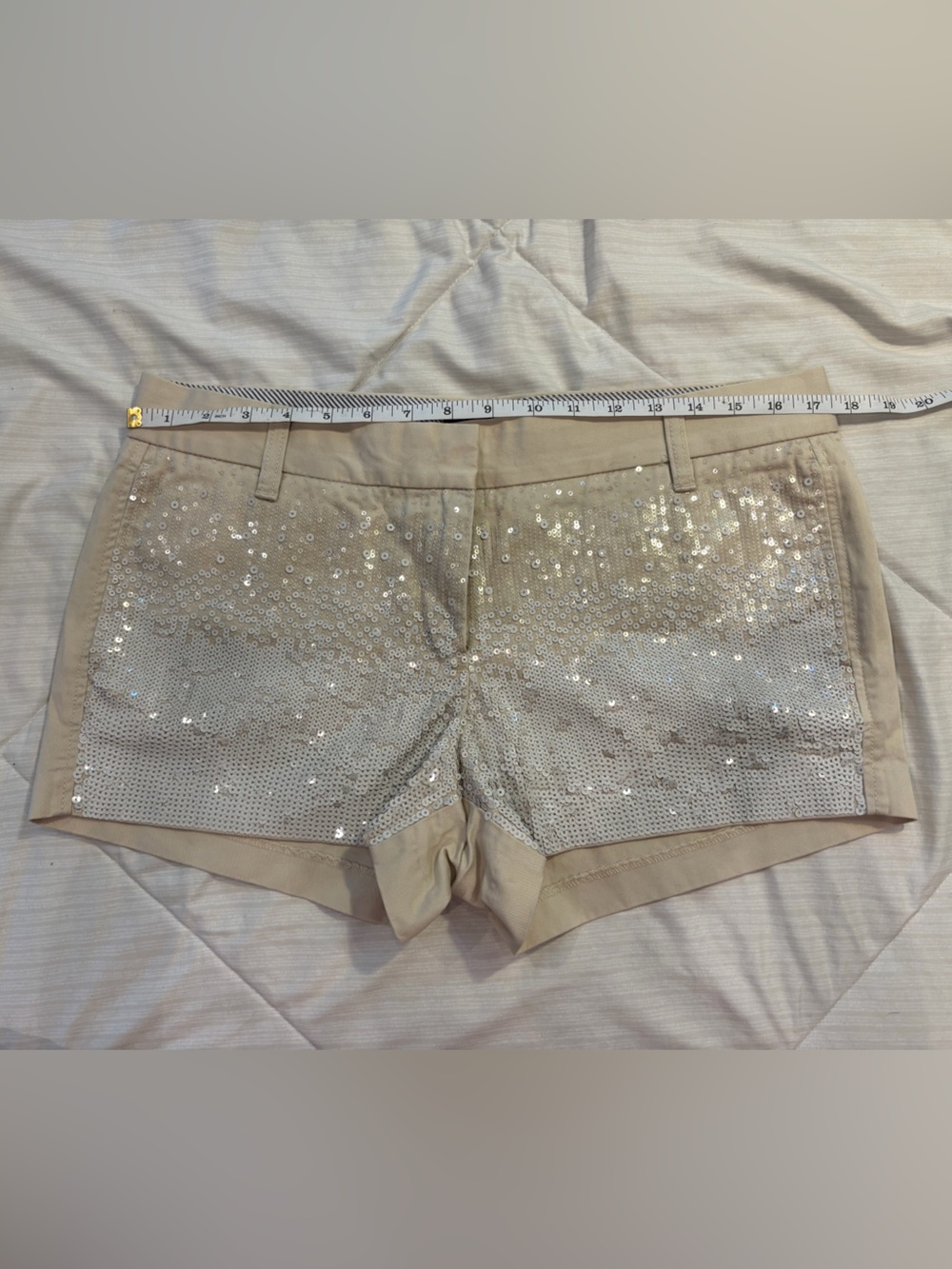 Y2K Vintage J. Crew Cream Sequin Tailored Shorts NWT SZ 10